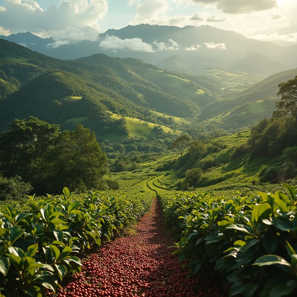 Paisaje cafetero colombiano simbolizando crecimiento